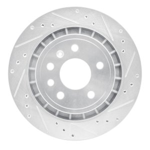 Saab 9-5 Brake Rotor (1) - Rear Right - R1 Concepts - Drilled & Slotted - Silver - `02-`10